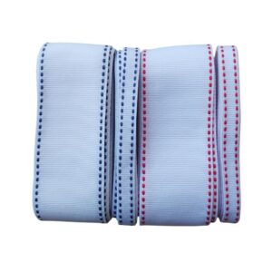 Fita Branca com Pesponto Azul e Vermelho