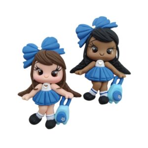 Bonequinha de Biscuit Escolar Azul - Modelo 1
