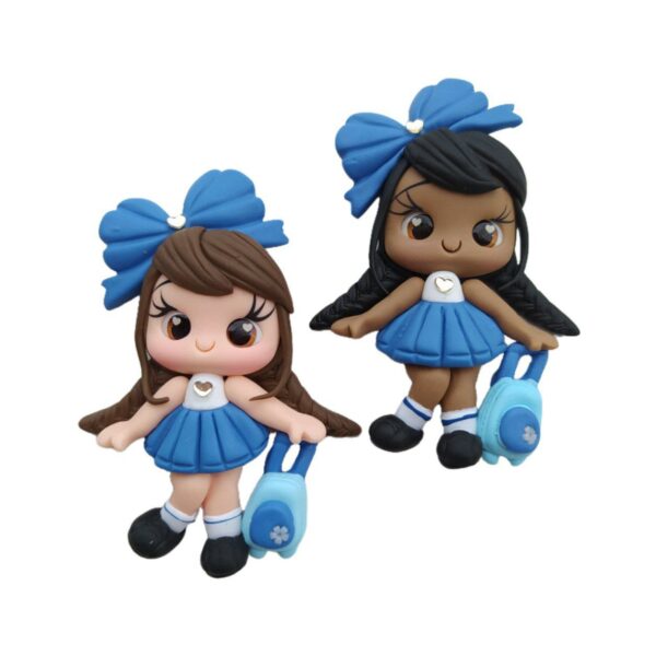 Bonequinha de Biscuit Escolar Azul - Modelo 1
