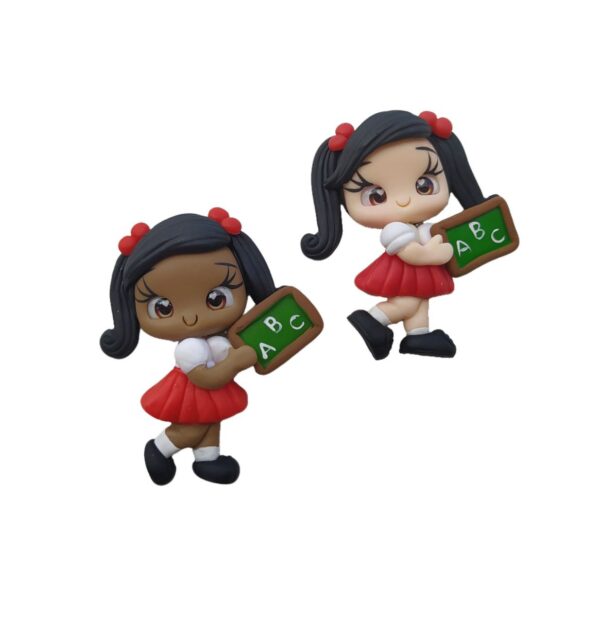 Bonequinha de Biscuit Escolar Vermelha ABC