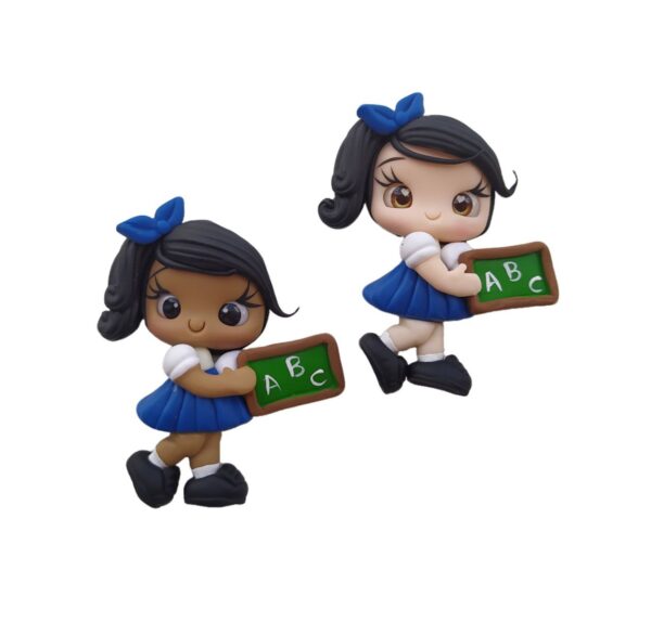 Bonequinha de Biscuit Escolar Azul ABC