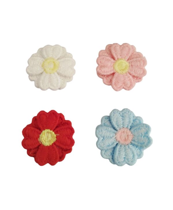 Flor Bordada Pétalas Coracão 3cm - 2 Unidades