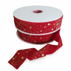 Fita Veludo com Brilho Estrela Dourada - O metro