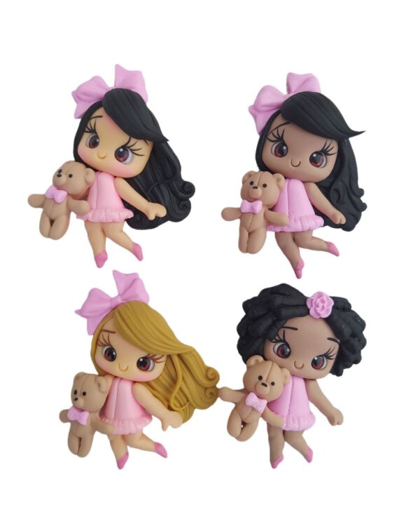 Bonequinha Biscuit Vestido Rosa - Unidade