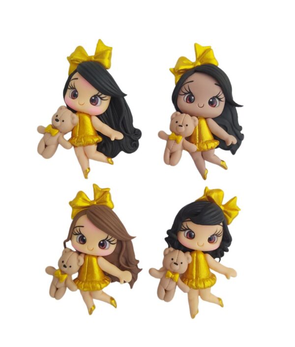 Bonequinha Biscuit Vestido Dourado - Unidade