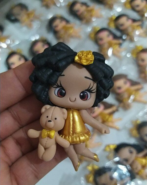 Bonequinha Biscuit Vestido Dourado - Unidade - Imagem 2