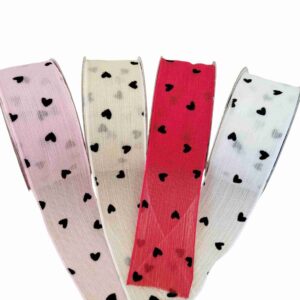 Fita Organza 38mm com Corações - O metro