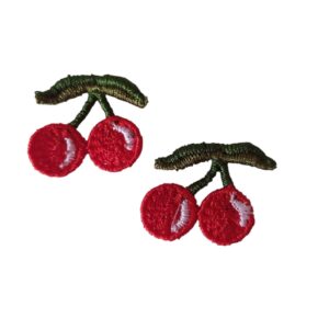 Aplique Cereja Bordada 20mm - 2 Unidades