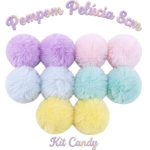 Kit Pompom Pelúcia Candy 8cm
