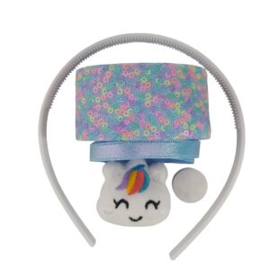 Kit Prático - Tiara Pelúcia Unicórnio com Led