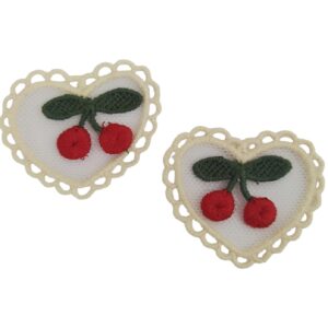 Aplique Cereja Bordada Coração - Unidade