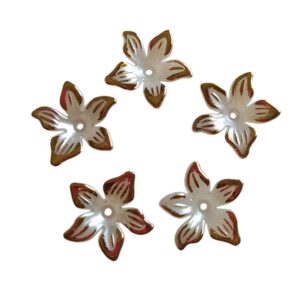 Flor Perolada Ponta Dourada 25mm