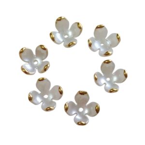 Mini Flor Perolada Ponta Dourada 13mm