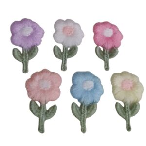 Flor Bordada com Folha - 2 Unidades