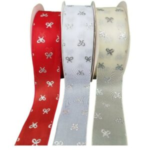 Fita de Organza 38mm com Laços Prata - O metro