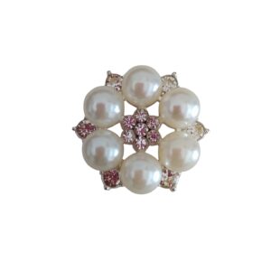 Chaton Flor Pérola com Strass Prata - Unidade