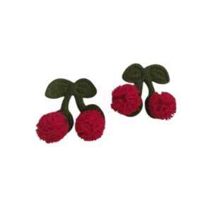Pompom de Malha Cereja - 2 Unidades