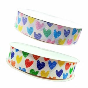 Gorgurão Estampado Coração Rabisco - 38mm