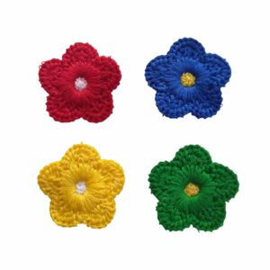 Flor de Crochê Tons Fortes - 2 Unidades