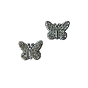 Borboleta Prata com Strass - 2 Unidades