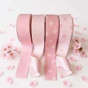 Fita de Luxo Flor e Estrela Rosa com Branco